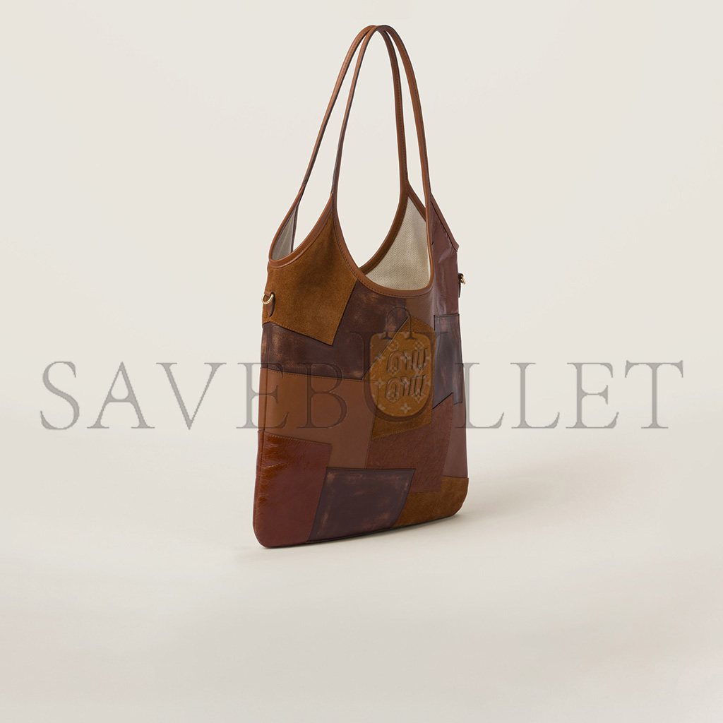 MIU MIU IVY LEATHER PATCHWORK BAG 5BG231 (40*35cm) MIU MIU IVY LEATHER PATCHWORK BAG 5BG231 (40*35cm)